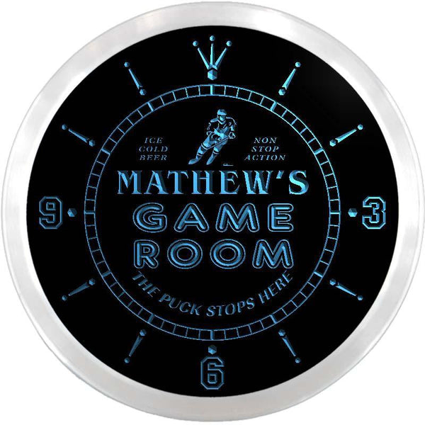 ADVPRO Mathew's Penalty Box Game Room Custom Name Neon Sign Clock ncx0242-tm - Blue