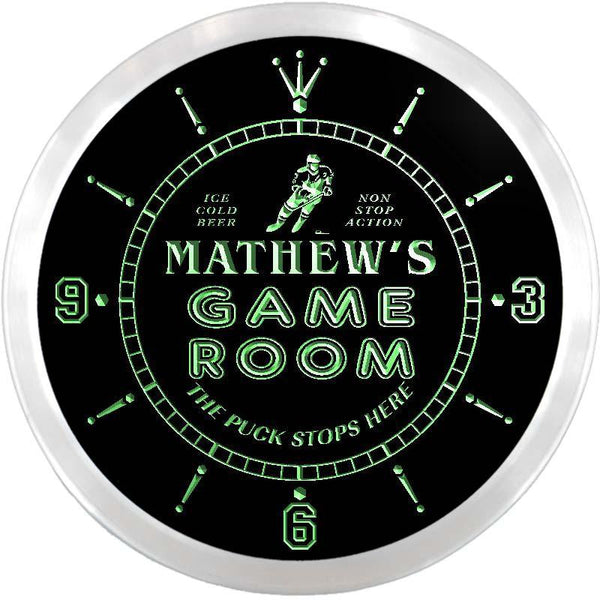 ADVPRO Mathew's Penalty Box Game Room Custom Name Neon Sign Clock ncx0242-tm - Green