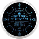 ADVPRO Ted's Garage Game Room Custom Name Neon Sign Clock ncx0243-tm - Blue