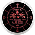 ADVPRO Ted's Garage Game Room Custom Name Neon Sign Clock ncx0243-tm - Red