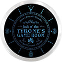 ADVPRO Tyrone's Irish Pub Game Room Custom Name Neon Sign Clock ncx0244-tm - Blue