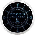 ADVPRO Cody's Game Room Wine Custom Name Neon Sign Clock ncx0245-tm - Blue
