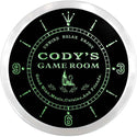 ADVPRO Cody's Game Room Wine Custom Name Neon Sign Clock ncx0245-tm - Green