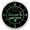 ADVPRO Julio's Fishing Hole Game Room Custom Name Neon Sign Clock ncx0246-tm - Green