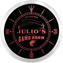 ADVPRO Julio's Fishing Hole Game Room Custom Name Neon Sign Clock ncx0246-tm - Red