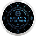 ADVPRO Kelly's Firefighters Game Room Custom Name Neon Sign Clock ncx0247-tm - Blue