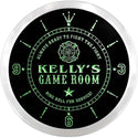 ADVPRO Kelly's Firefighters Game Room Custom Name Neon Sign Clock ncx0247-tm - Green