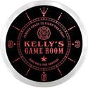ADVPRO Kelly's Firefighters Game Room Custom Name Neon Sign Clock ncx0247-tm - Red