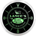 ADVPRO Lance's Cigar Game Room Bar Custom Name Neon Sign Clock ncx0248-tm - Green