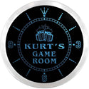 ADVPRO Kurt's Game Room Bar Custom Name Neon Sign Clock ncx0249-tm - Blue