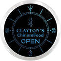 ADVPRO Clayton's Chinese Food Restaurant Custom Name Neon Sign Clock ncx0252-tm - Blue
