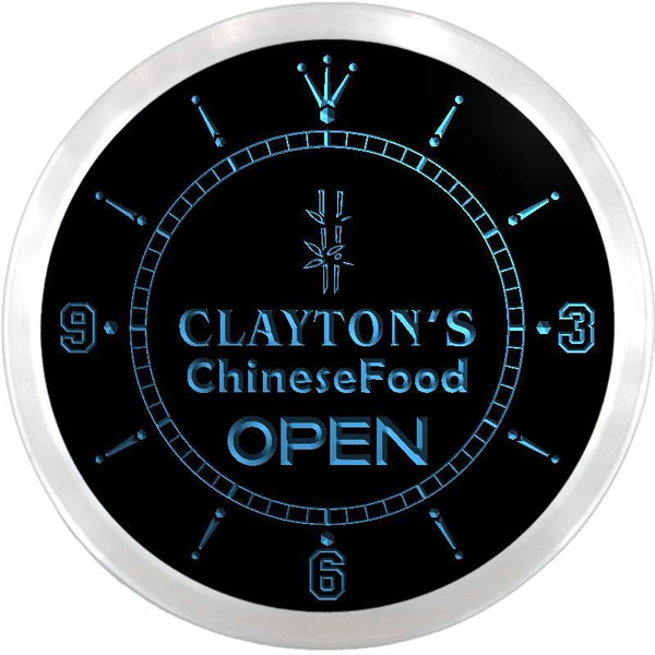 ADVPRO Clayton's Chinese Food Restaurant Custom Name Neon Sign Clock ncx0252-tm - Blue