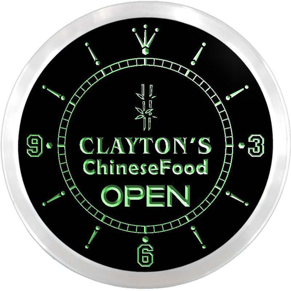 ADVPRO Clayton's Chinese Food Restaurant Custom Name Neon Sign Clock ncx0252-tm - Green