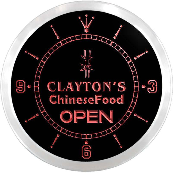 ADVPRO Clayton's Chinese Food Restaurant Custom Name Neon Sign Clock ncx0252-tm - Red