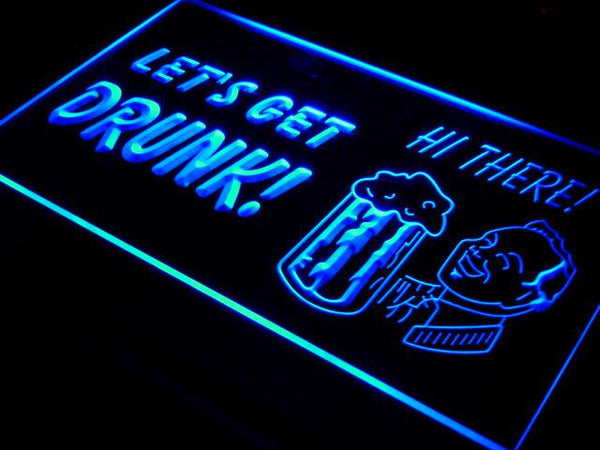 ADVPRO Let's Get Drunk Bar Pub Beer Neon Light Sign st4-s014 - Blue