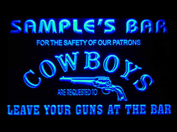 ADVPRO Name Personalized Custom Cowboys Leave Your Guns at The Bar Beer Neon Sign st4-qg-tm - Blue