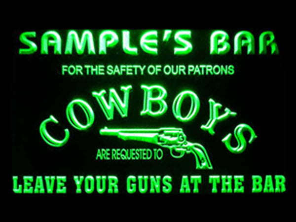 ADVPRO Name Personalized Custom Cowboys Leave Your Guns at The Bar Beer Neon Sign st4-qg-tm - Green