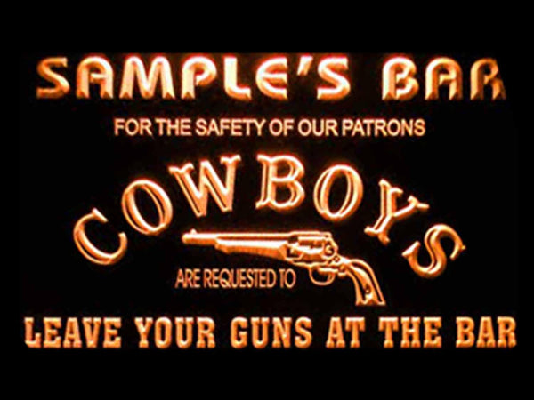 ADVPRO Name Personalized Custom Cowboys Leave Your Guns at The Bar Beer Neon Sign st4-qg-tm - Orange