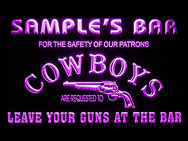 ADVPRO Name Personalized Custom Cowboys Leave Your Guns at The Bar Beer Neon Sign st4-qg-tm - Purple