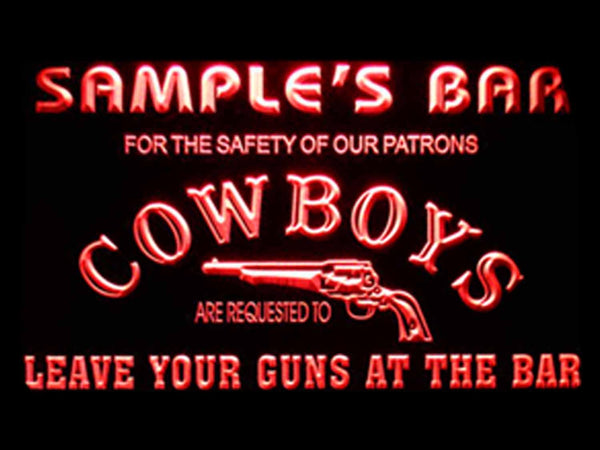 ADVPRO Name Personalized Custom Cowboys Leave Your Guns at The Bar Beer Neon Sign st4-qg-tm - Red