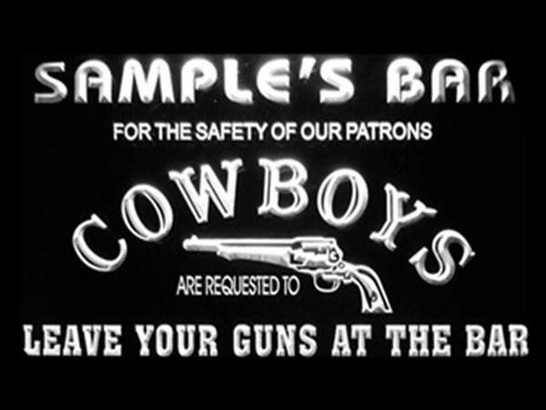 ADVPRO Name Personalized Custom Cowboys Leave Your Guns at The Bar Beer Neon Sign st4-qg-tm - White