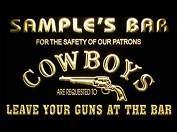 ADVPRO Name Personalized Custom Cowboys Leave Your Guns at The Bar Beer Neon Sign st4-qg-tm - Yellow