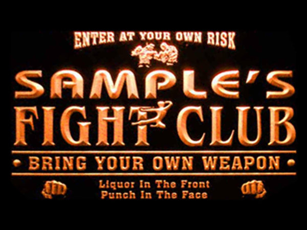 ADVPRO Name Personalized Custom Fight Club Bring Your Weapon Bar Beer Neon Sign st4-qj-tm - Orange