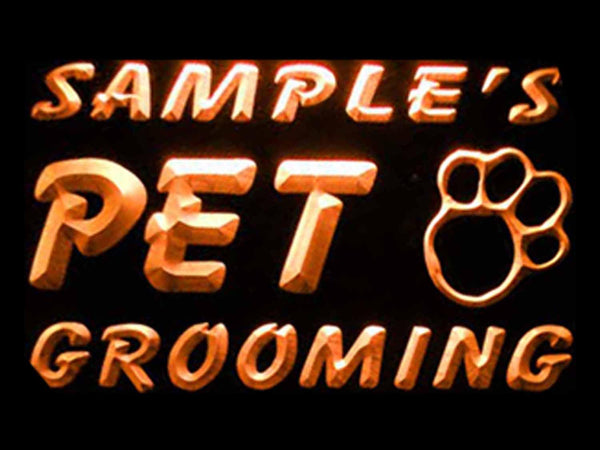 ADVPRO Name Personalized Custom Pet Grooming Paw Print Bar Beer Neon Light Sign st4-qq-tm - Orange