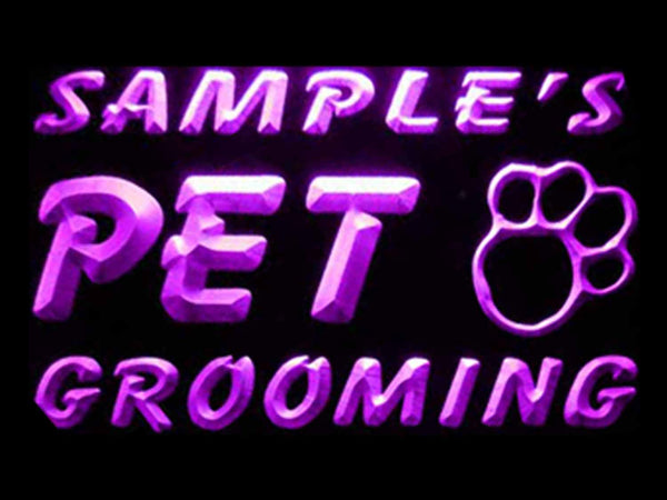 ADVPRO Name Personalized Custom Pet Grooming Paw Print Bar Beer Neon Light Sign st4-qq-tm - Purple