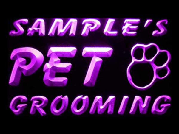 ADVPRO Name Personalized Custom Pet Grooming Paw Print Bar Beer Neon Light Sign st4-qq-tm - Purple