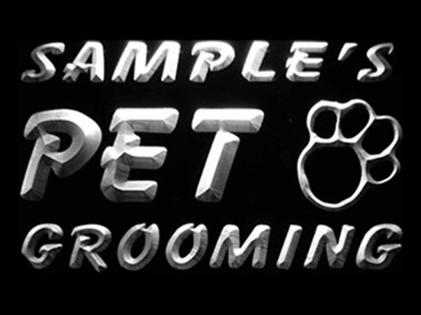 ADVPRO Name Personalized Custom Pet Grooming Paw Print Bar Beer Neon Light Sign st4-qq-tm - White