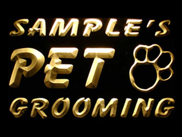 ADVPRO Name Personalized Custom Pet Grooming Paw Print Bar Beer Neon Light Sign st4-qq-tm - Yellow