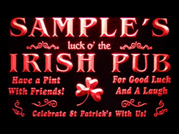 ADVPRO Name Personalized Custom Luck o' The Irish Pub St Patrick's Neon Light Sign st4-qv-tm - Red