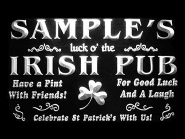 ADVPRO Name Personalized Custom Luck o' The Irish Pub St Patrick's Neon Light Sign st4-qv-tm - White