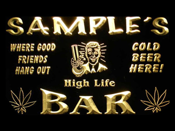 ADVPRO Name Personalized Custom Marijuana High Life Bar Beer Neon Sign st4-tp-tm - Yellow