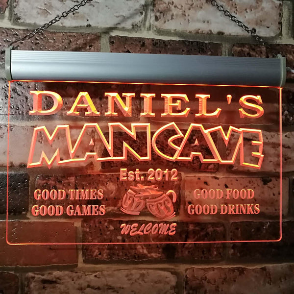 ADVPRO Daniel's Man Cave Bar Custom Personalized Name & Date Neon Sign st4-x0012-tm - Orange