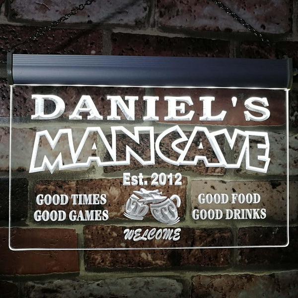 ADVPRO Daniel's Man Cave Bar Custom Personalized Name & Date Neon Sign st4-x0012-tm - White