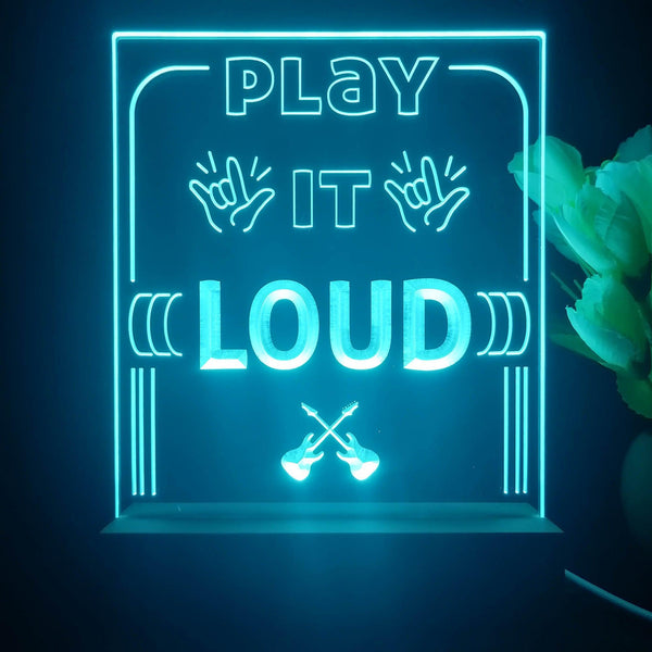 ADVPRO Play it LOUD Tabletop LED neon sign st5-j5008 - Sky Blue