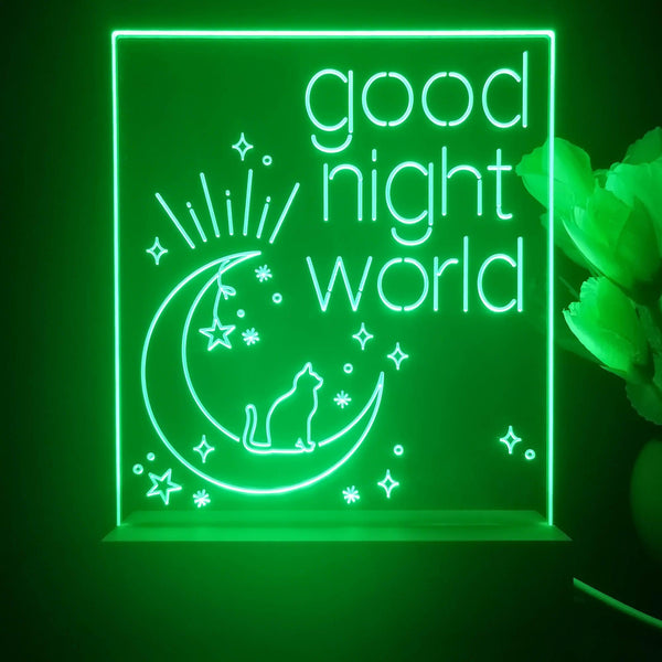 ADVPRO good night world with cat Tabletop LED neon sign st5-j5010 - Green