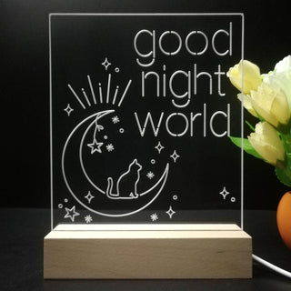 ADVPRO good night world with cat Tabletop LED neon sign st5-j5010 - 7 Color