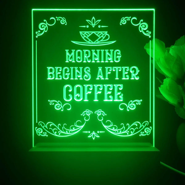 ADVPRO morning begins after coffee Tabletop LED neon sign st5-j5015 - Green