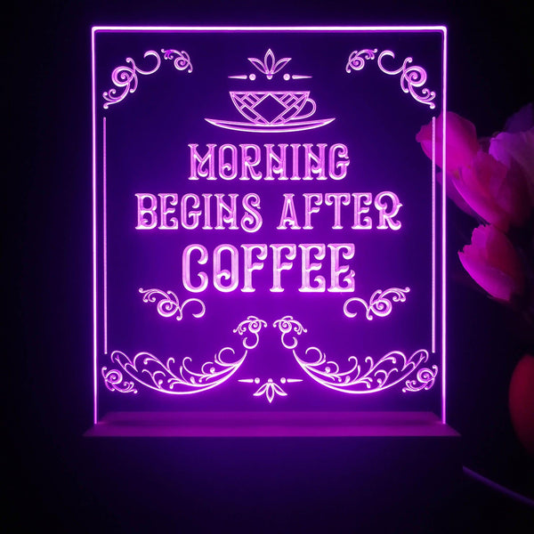 ADVPRO morning begins after coffee Tabletop LED neon sign st5-j5015 - Purple