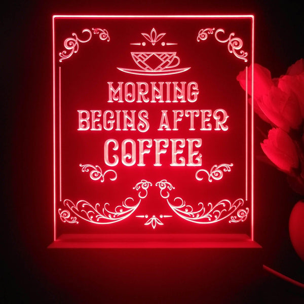 ADVPRO morning begins after coffee Tabletop LED neon sign st5-j5015 - Red