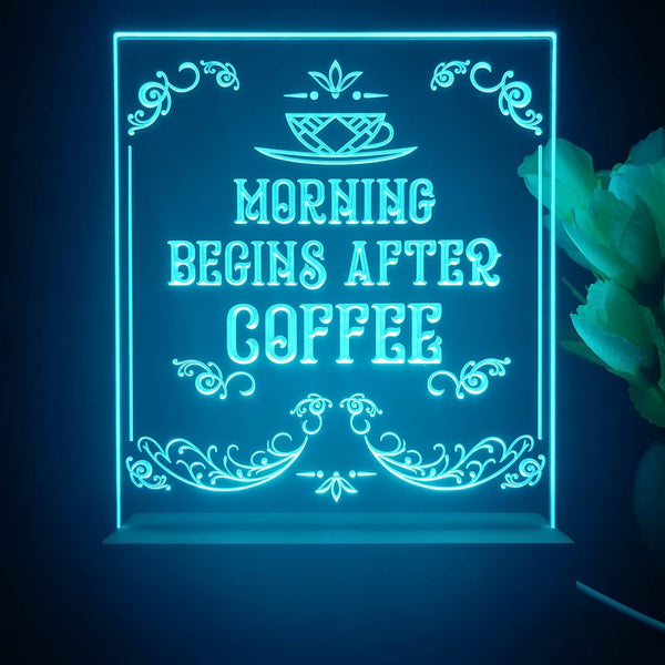 ADVPRO morning begins after coffee Tabletop LED neon sign st5-j5015 - Sky Blue