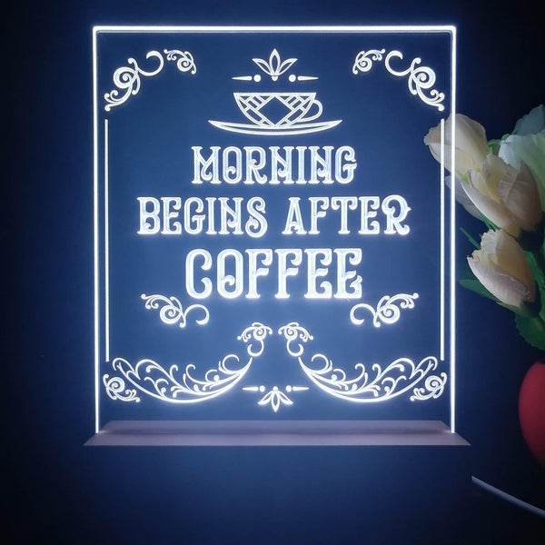 ADVPRO morning begins after coffee Tabletop LED neon sign st5-j5015 - White
