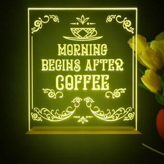 ADVPRO morning begins after coffee Tabletop LED neon sign st5-j5015 - Yellow