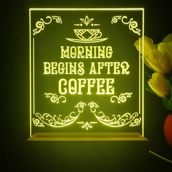 ADVPRO morning begins after coffee Tabletop LED neon sign st5-j5015 - Yellow
