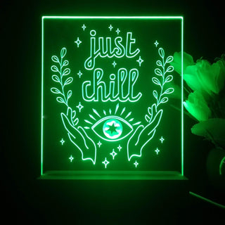 ADVPRO Just Chill_eye, hands with leafs Tabletop LED neon sign st5-j5016 - Green