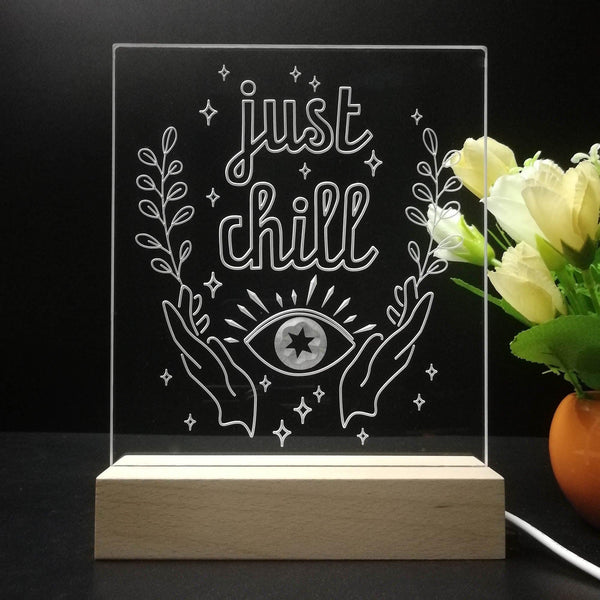ADVPRO Just Chill_eye, hands with leafs Tabletop LED neon sign st5-j5016 - 7 Color