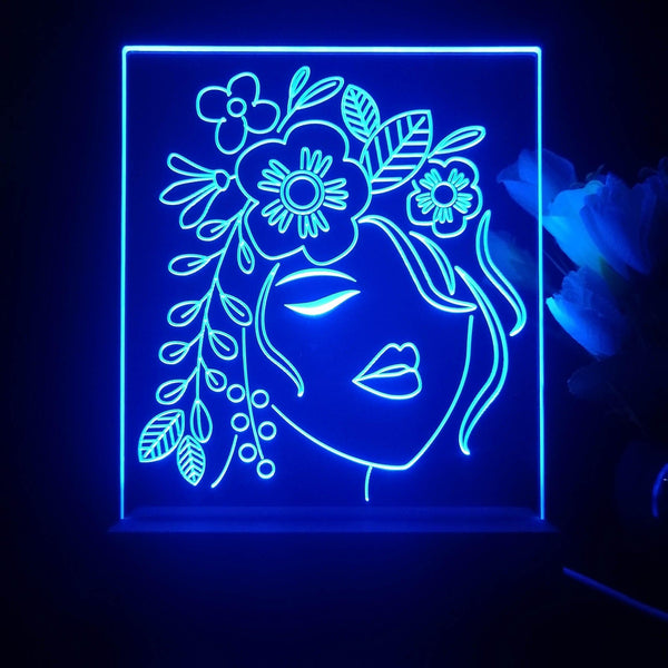 ADVPRO Lady face with flower Tabletop LED neon sign st5-j5024 - Blue